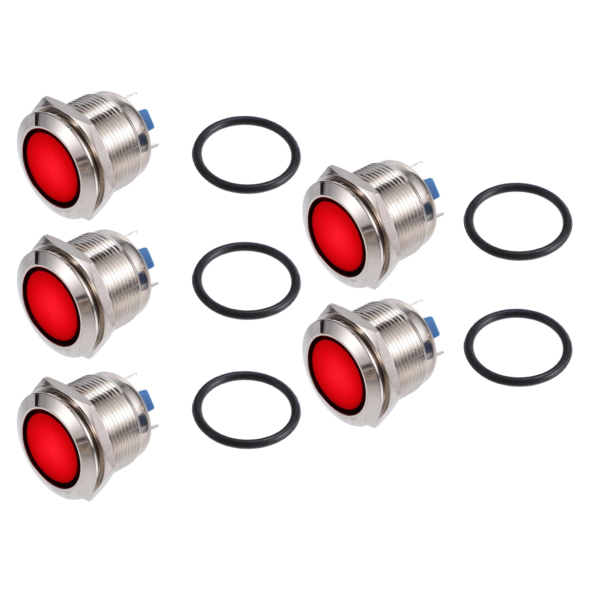 Témoin Lumineux LED 22mm 12V - Lot De 5 Couleurs (Rouge, Bleu, Vert, Jaune, Blanc)