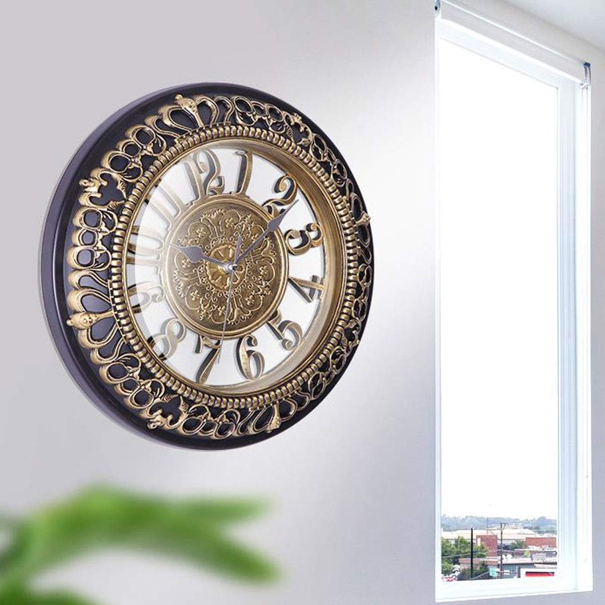 Orologio da parete da 12 pollici Orologio decorativo con numeri...(Gold)