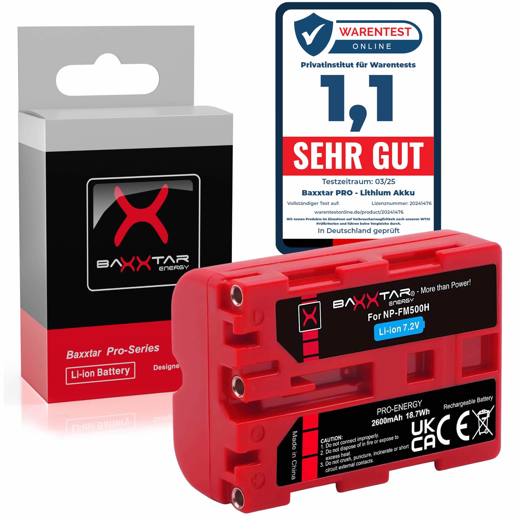 Baxxtar NP-FM500H Batteria 2600mAh – Ricambio per Sony NP-FM500H NP-FM500 – per Alpha DSLR-A100 A200 A300 A350 A450 A500 A550 A560 A580 A700 A850 A900, SLT-A57 A58 A65 A77 A77 II A99 A99 II – riserva
