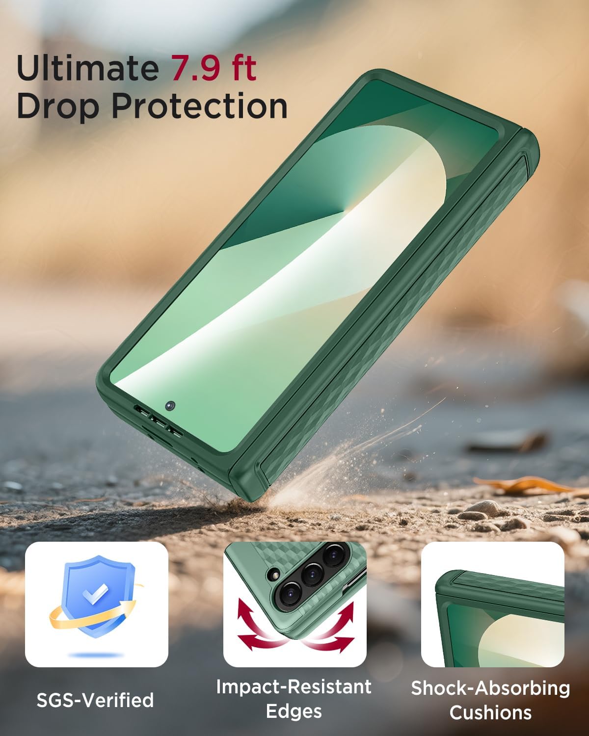 Miimall Bumper for Samsung Galaxy Z Fold 6 Case with Screen Protector, Hinge Protector Adjustable Stand Full Body Cover for Samsung Z Fold 6 Phone Case Green