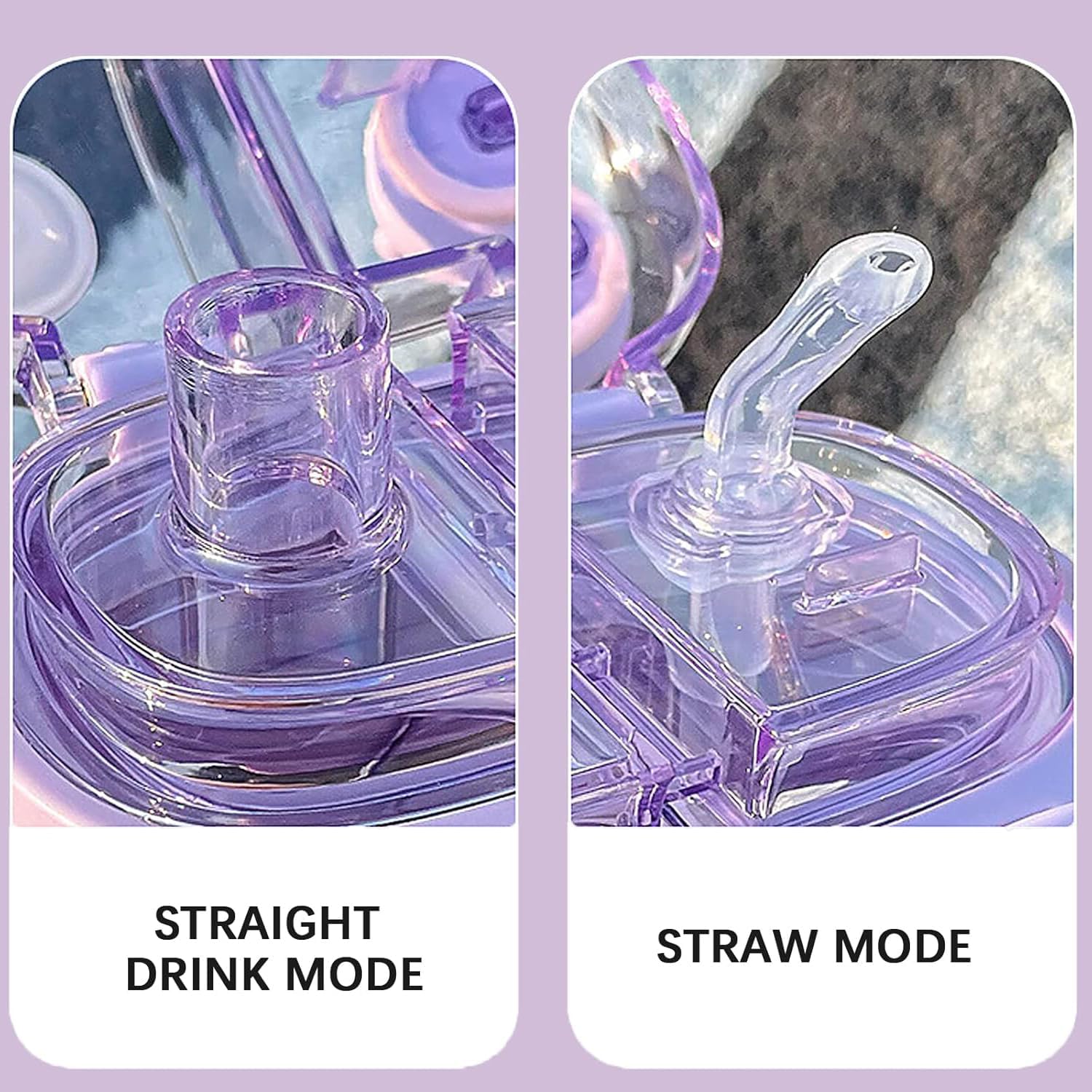 TourKing 26oz Kawaii Water Bottle With Strap, Split Cups For Drinks Dual Compartment, Double-Sided Leakproof Design, Fountain Straw & Portable For Travel Sports (Purple) (purple) - Image 5