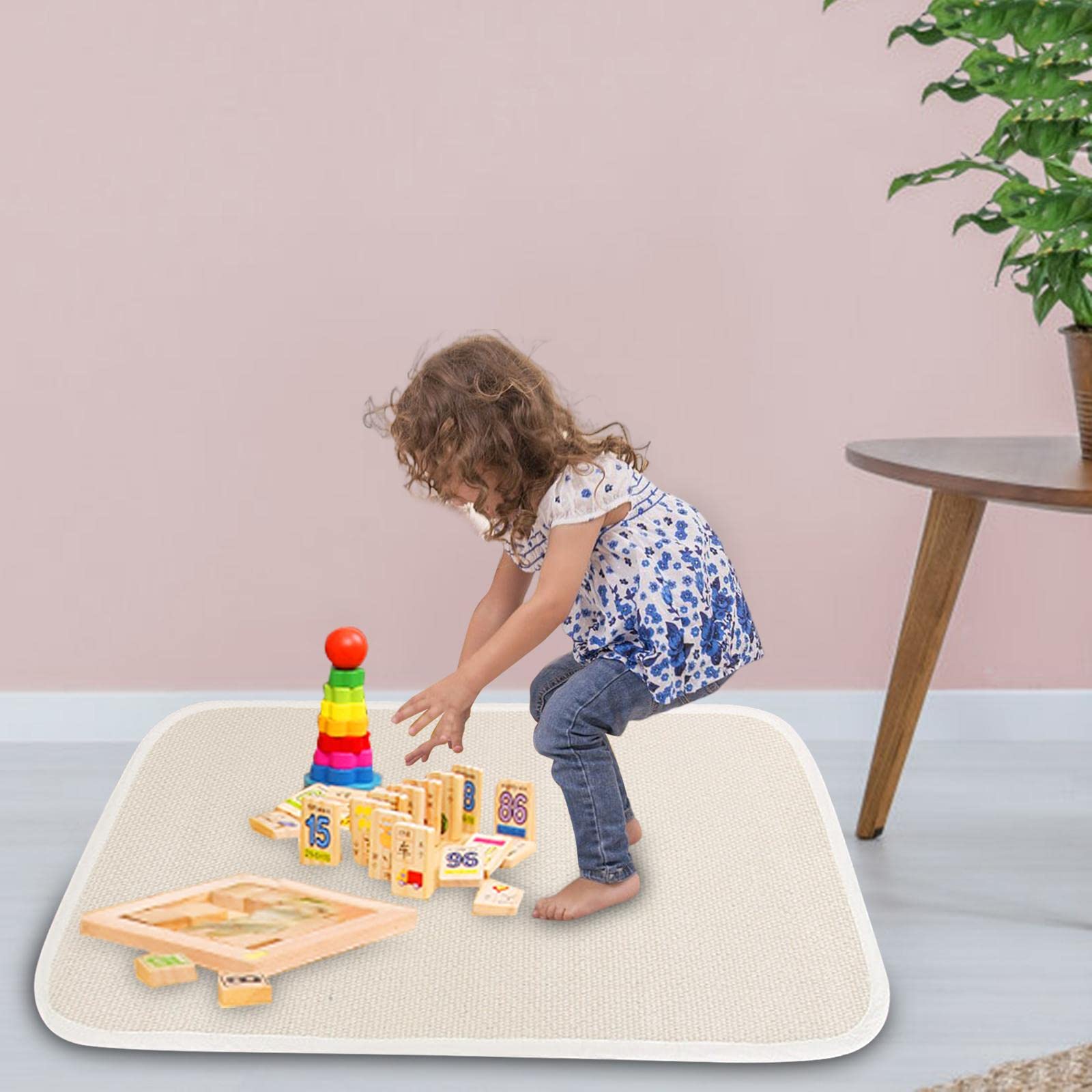 Tappeto per Bambini, Tappeto da Lavoro Lavabile E Riposizionabile, Tappetino Educativo per La Prima Infanzia, Comodo per Riporre Oggetti, T, S