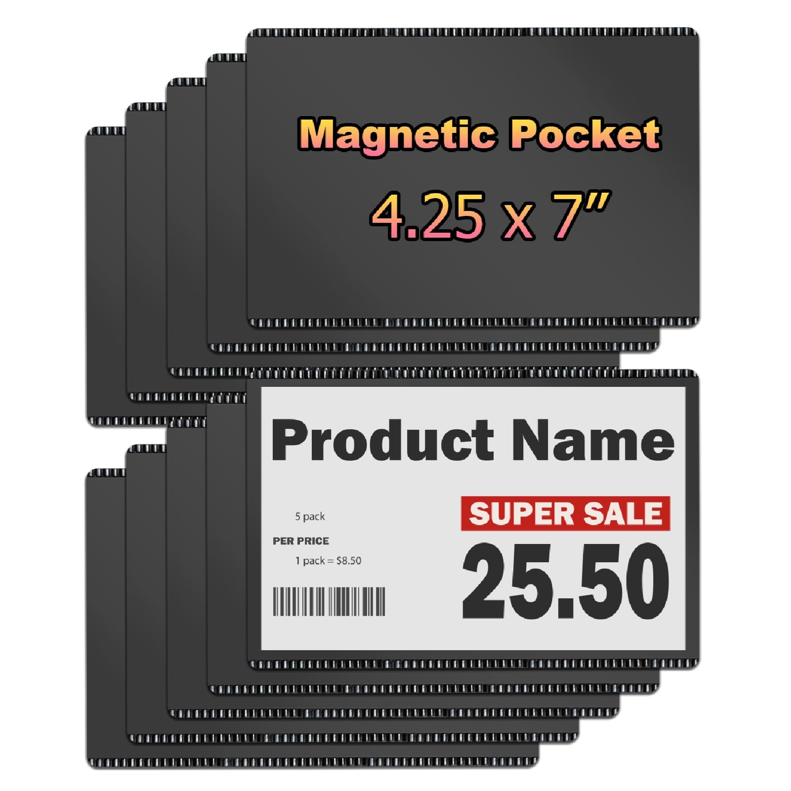 CHUNNIAO Magnetische Tasche als Preisschild, 10 x 17 cm, für Lager-Supermarkt, Regal- und Regalinformationsetikett, Kartenhalter, 10 Stück