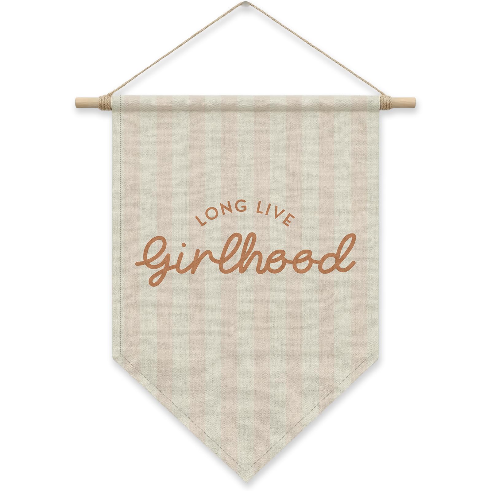 SHIEL-EVEN Girls Room Decor, Long Live Girlhood Canvas Wall Art, Nursery Bedroom Decor for Baby Girls Kids, Boho Pennant Flag Banner, Toddler Poster