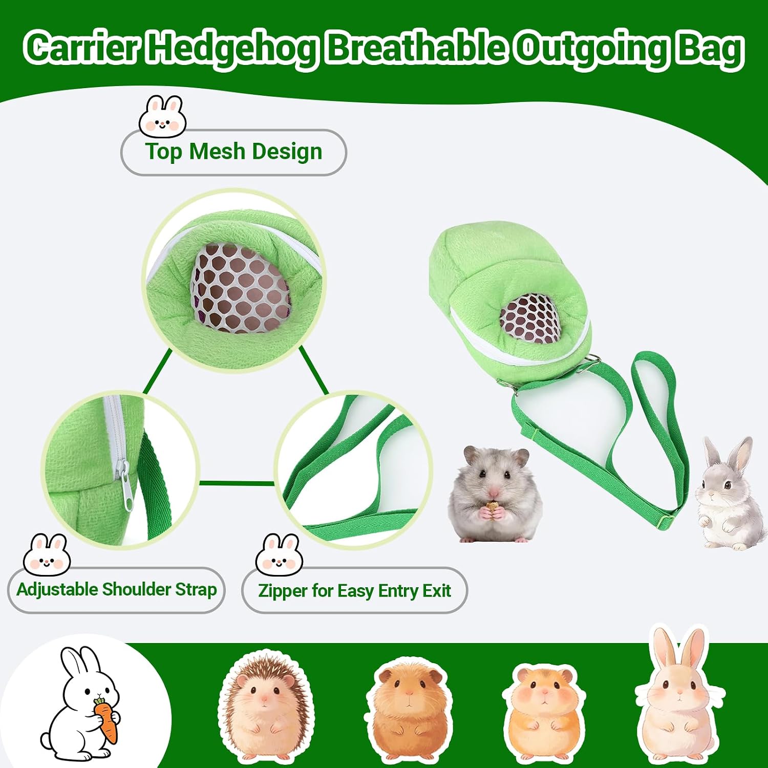Carrier Hedgehog Portable Travel Backpack Breathable Outgoing Bag Bonding Pouch for Small Pets Hamsters Sugar Glider Chinchilla Guinea Pig and Squirrel