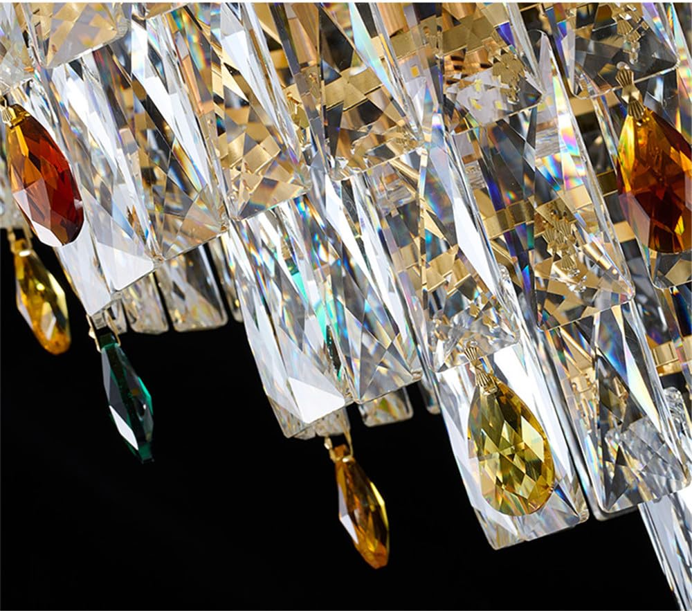 Współczesna kryształowa lampa wisząca LED Luxury Golden Salon Restauracja Sypialnia Villa Hotel Duplex Budynek Schody Żyrandol (D40CM)