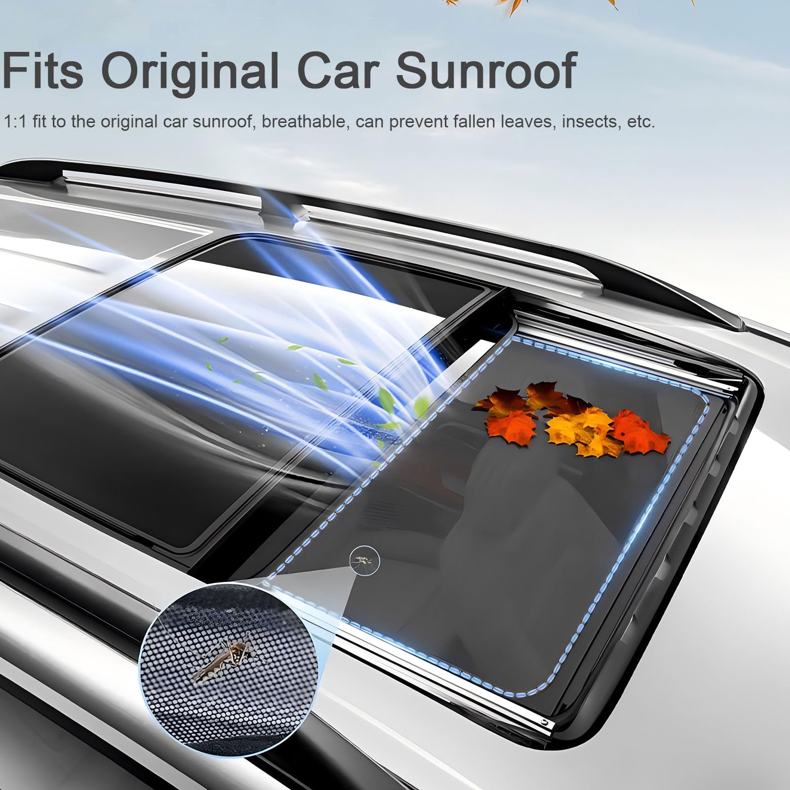 Auto Glasdach-Sonnenschutz Kompatibel mit Tiguan 2010-2017, Einteiliges Sonnenblenden für Glasdach, Faltbarer Auto-Schiebedach-Sonnenschutz, UV-Schutz