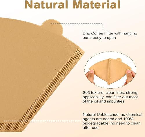 Miniatura 4 de Filtros de café en cono #2, filtros para verter sobre la mayoría de cafeteras de goteo y gotero V60, papel de filtro desechable natural sin