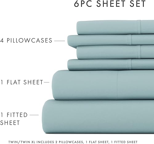 Miniatura 6 de Merit Linens Sábanas transpirables de estilo hotelero  Juego de sábanas ultrasuaves de 6 piezas con bolsillo profundo  Fundas de almohada ligeras