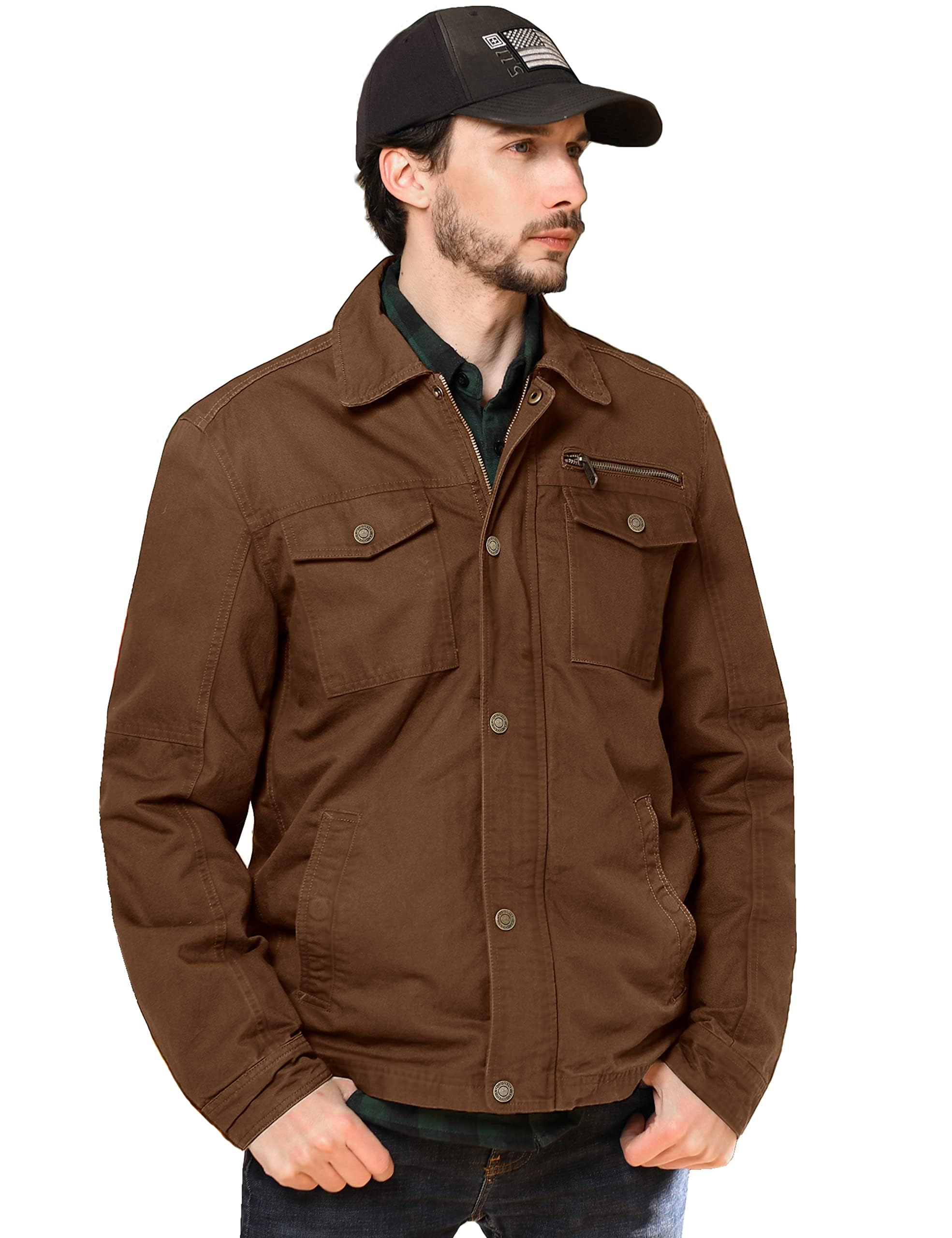 WenVen Jacke Herren Leichte Winddicht Multitaschen Kurz Outdoorjacke
