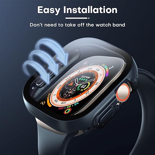 Miniatura 108 de Carcasas Tauri rígida, 2 unidades compatibles con Apple Watch SE Series 6, 5, 4, vidrio templado de dureza 9H integrado, delgada, a prueba