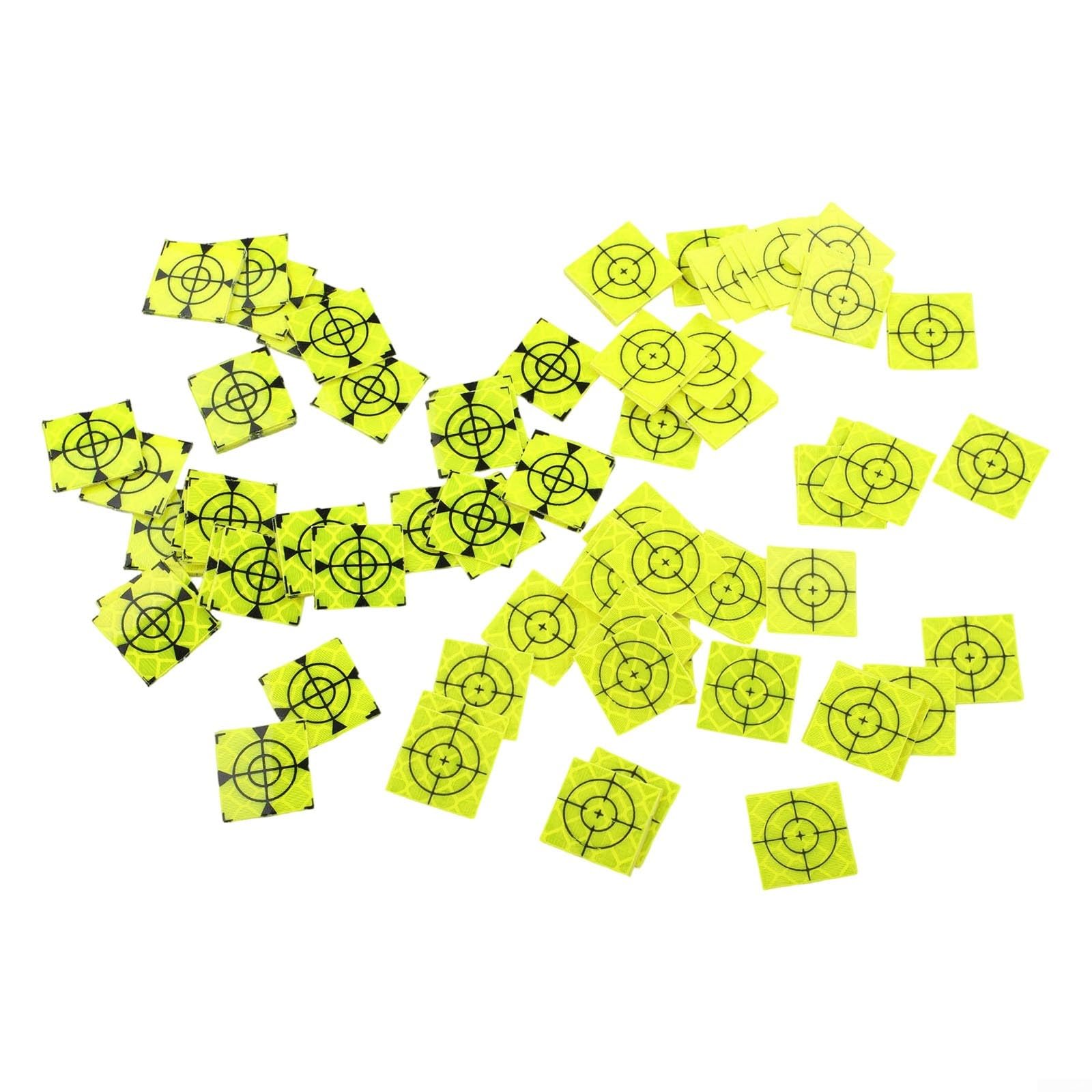 Total Station Reflector, 100-Piece Pack with 20–60 mm Acrylic Targets, Green Phosphorescent Aiming Stickers for Tunnel, Bridge & Building Surveying(20X20MM)