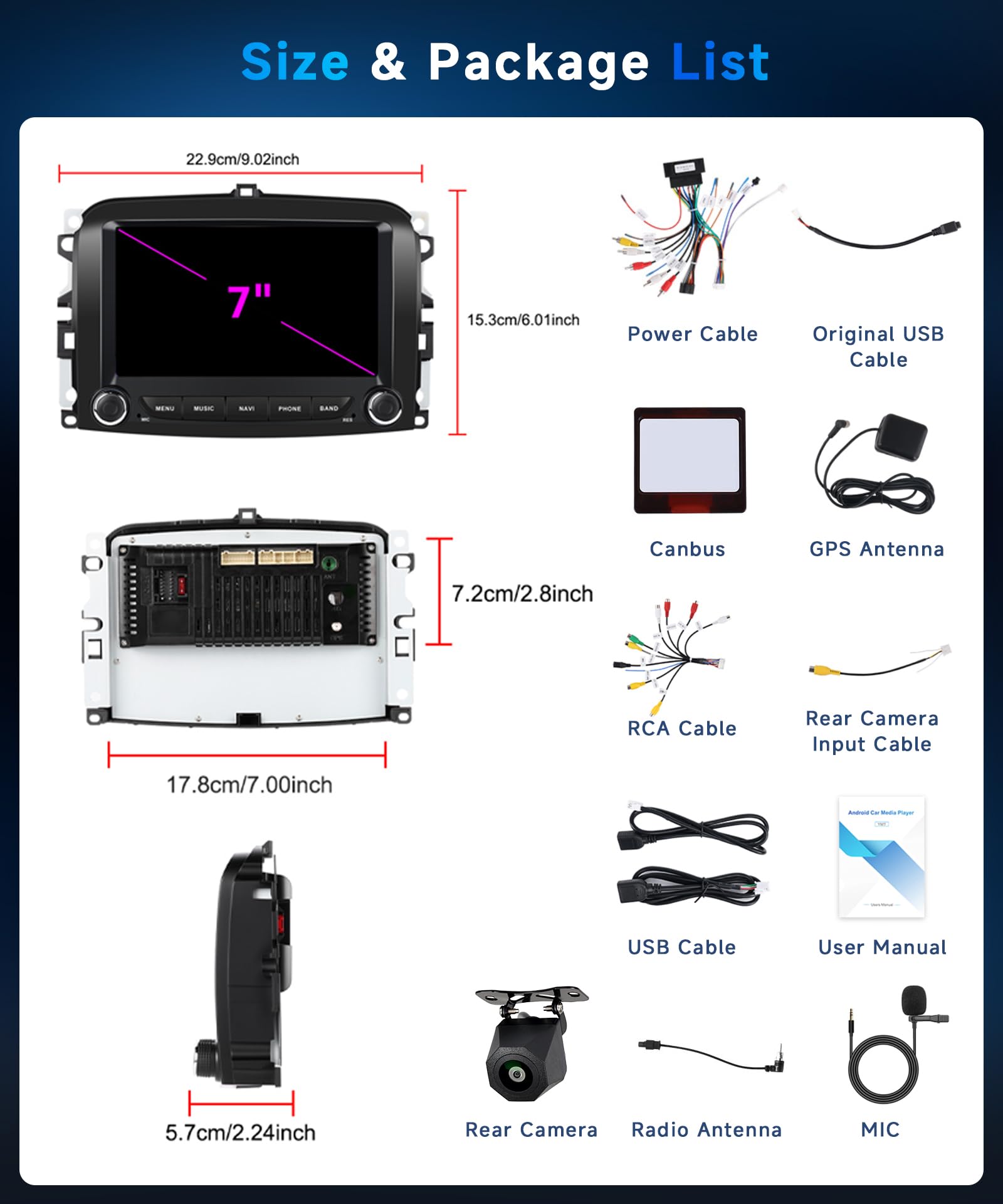 VECHTEL 4G+64G Autoradio Android 15 per Fiat 500L 2013-2019, 7 Pollice HD Schermo Auto Radio co Carplay Android Auto senza Fili GPS Wi-Fi USB Bluetooth Radio FM RDS Retrocamera