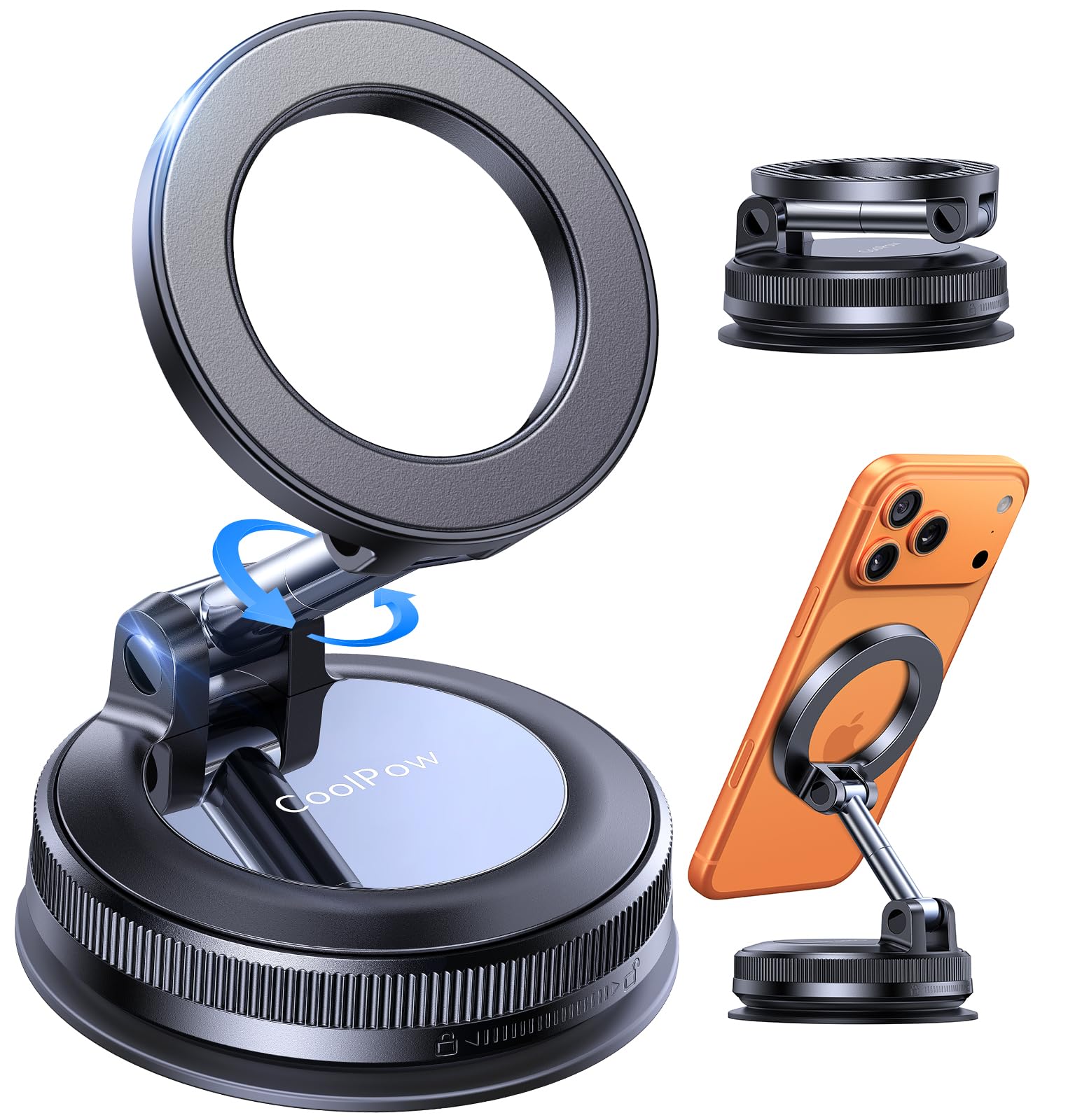 Coolpow Newest Vacuum Magnetic Phone Holder for Car Phone Holder Mount Movable Vacuum Suction carmount 2 0 Magsafe