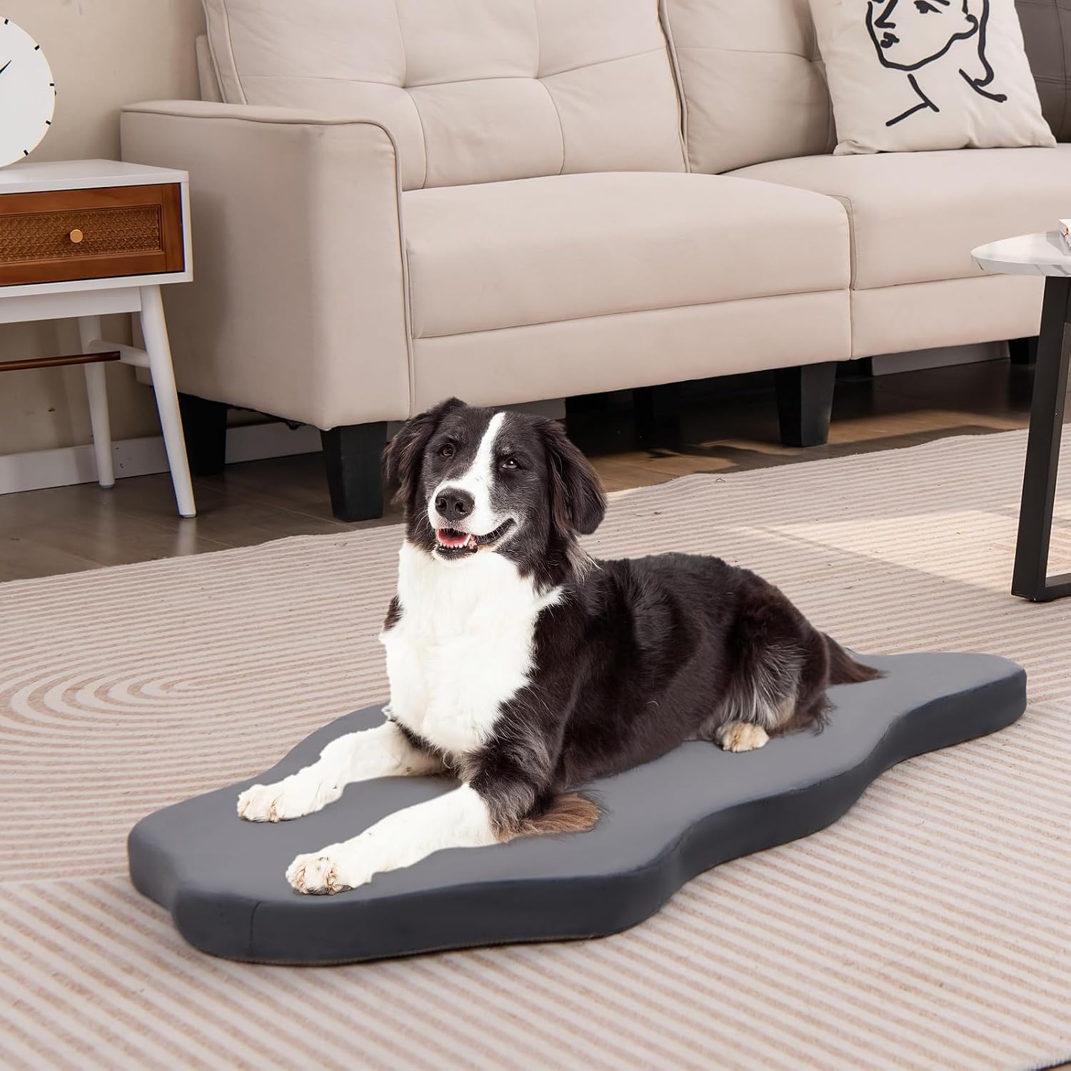 PETSITE Dog Bed, Waterproof Dog Crate Pad with Removable Machine Washable Cover and Non-Slip Bottom for Large & Medium Dogs, 43 x 26 Inches (Grey)