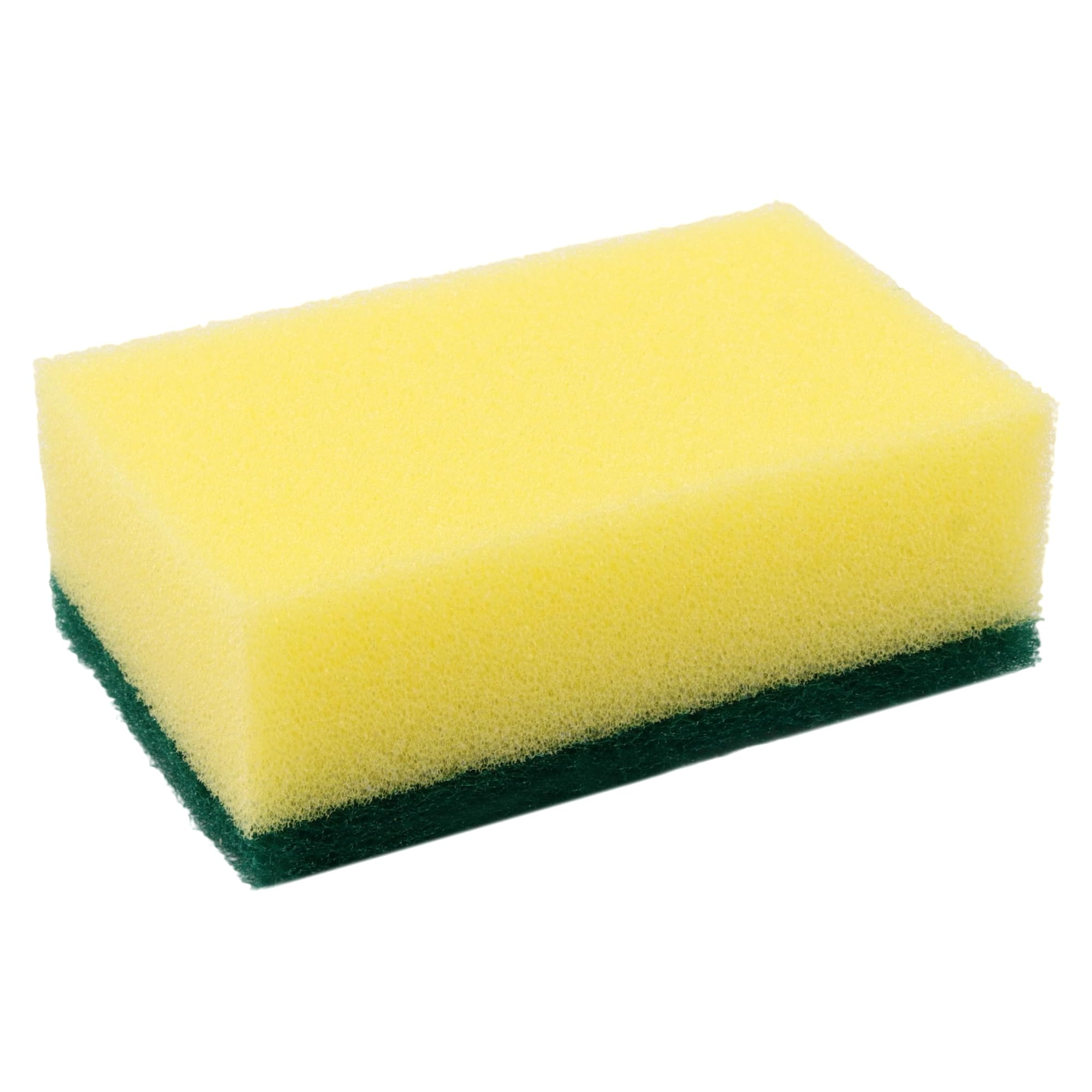 SEUNMUK Confezione da 100 spugne per la pulizia della cucina, 9 × 6 × 3 cm, spugne a doppio lato per piatti, padelle e pentole, spugne per uso domestico, giallo e verde