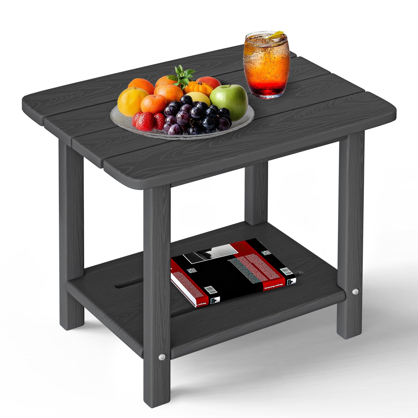 nevilywood Adirondack Square Side Table - 18.4" Large Panel HDPE Outdoor End Table - Weatherproof, Rustproof & Low Maintenance for Patio, Lawn, Pool,