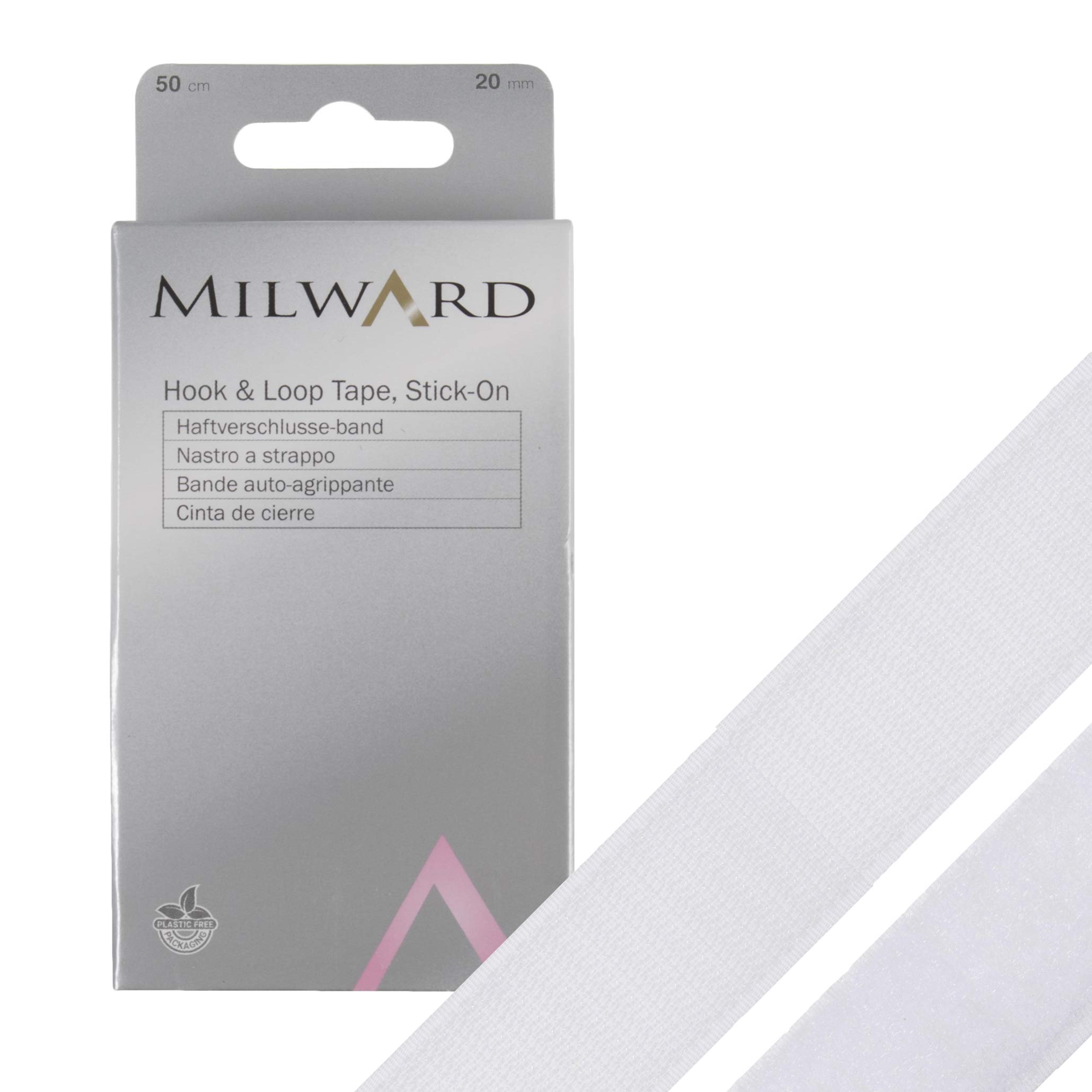 Milward White Hook And Loop Tape, Stick On, 50Cm X 20Mm