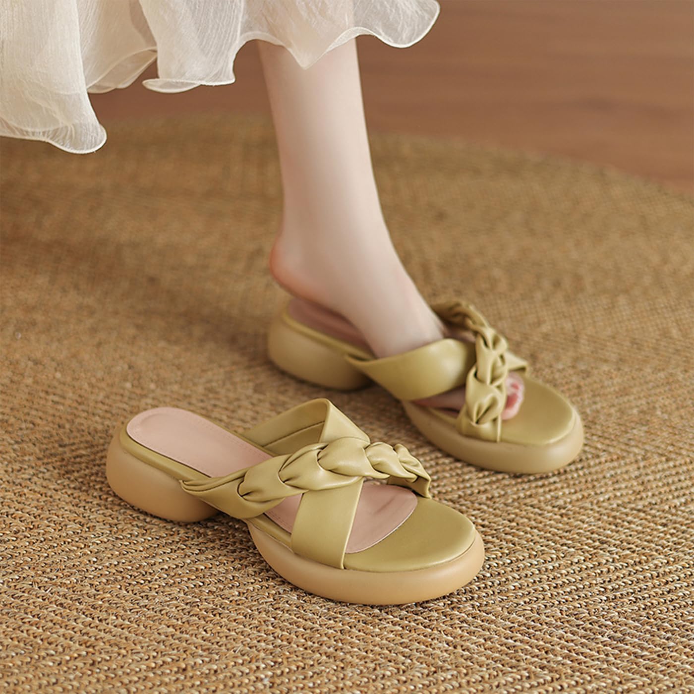 Sandali Platform Donna Punta Aperta Punta Tonda 4 cm | Suola gomma, Fodera PU, Platform 4 cm, Slip On, Stile casual estivo