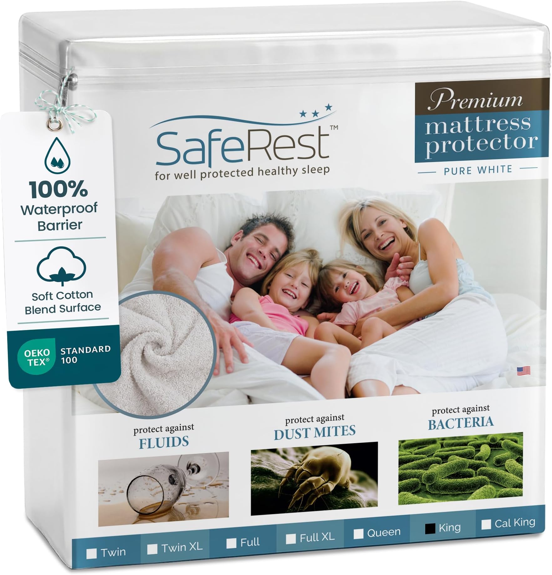 SafeRest Waterproof King Size Mattress Protector