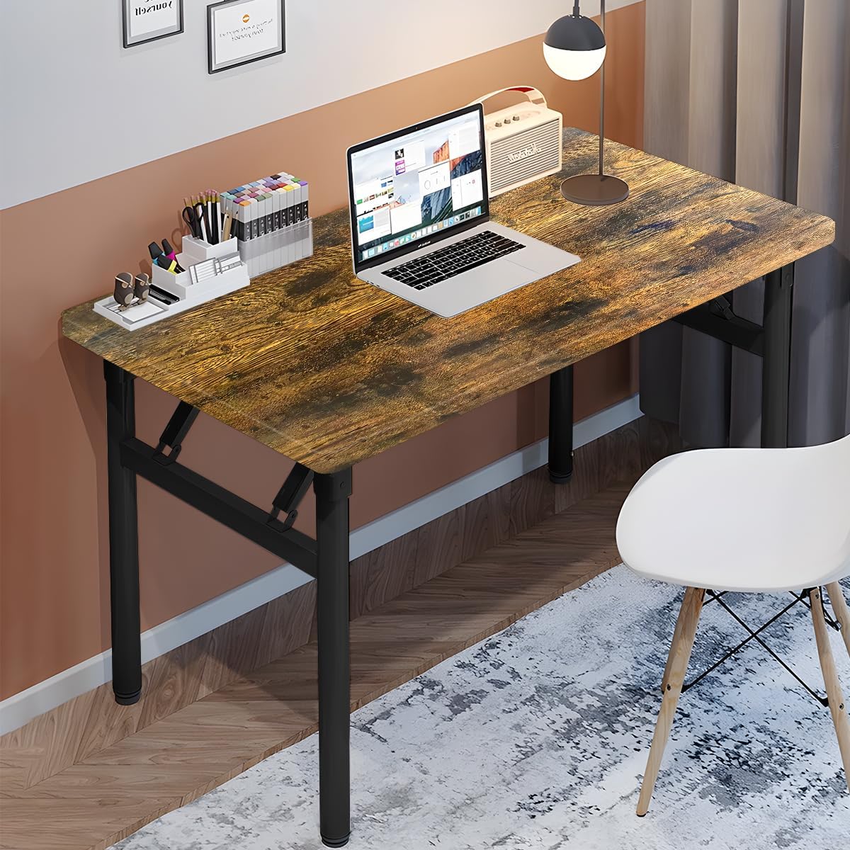 HDHNBA Computer Desk No Assembly Required, Study Writing Table Space Saving Foldable Desks for Living Room, Home Office