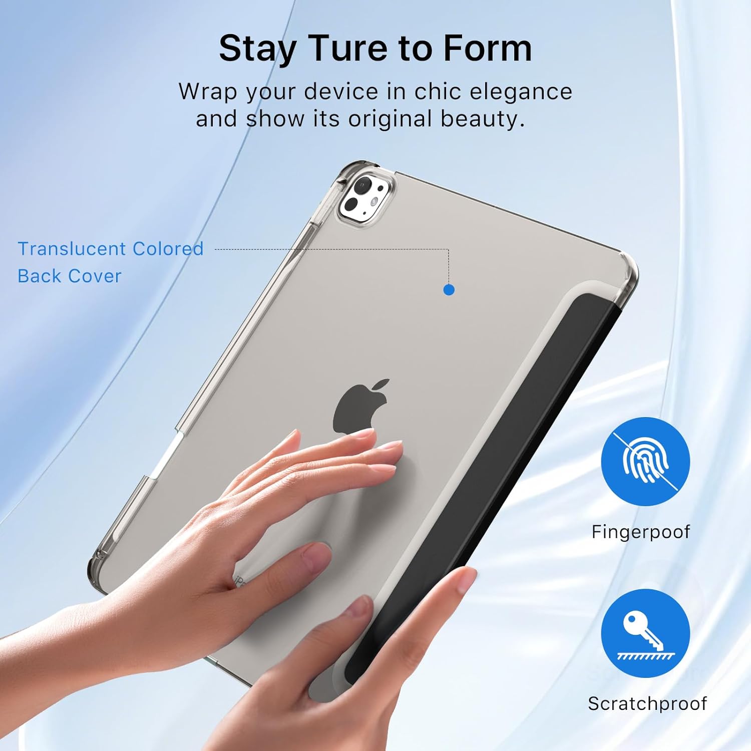 MoKo for iPad Pro 13 Inch Case (M5/M4) 2025/2024 with Pencil Holder, Slim Light Trifold Smart Cover iPad 13 Pro with Hard PC Translucent Back Shell, [Support Apple Pencil Pro & USB-C], Black - Image 5