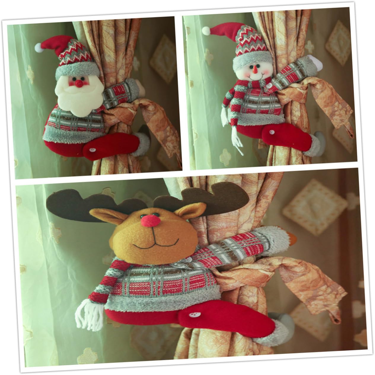 OUNONA 4 Pièces Clips de de Dessin animé Rideaux Noel Rideaux de Noel décoration du père Noël Boucle de de noël Embrasse de en Forme de Boucle pour