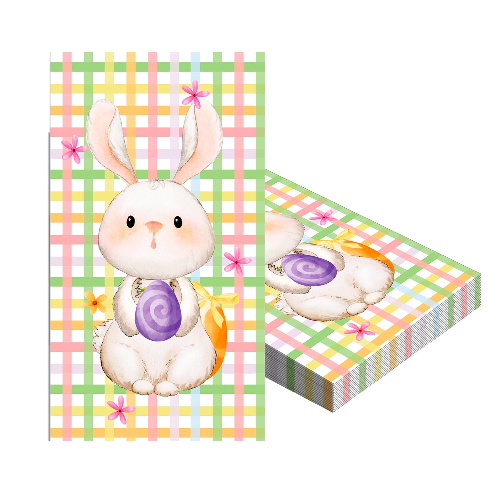20Pcs Easter Napkins Serviettes,2-Ply 33x40cm Bunny Rabbit Paper Napkins, Biodegradable Easter Table Decor Beverage Luncheon Dinner Cocktail Napkins for Family Restaurant Bar Party