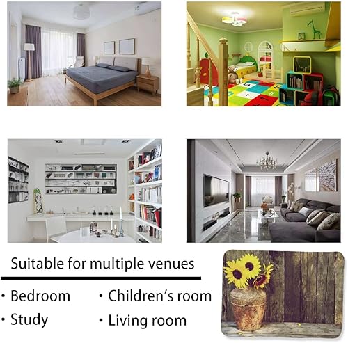 Miniatura 4 de ROZERA Alfombra de girasol, mariposa y girasol en tabla de madera, alfombra antideslizante suave para cocina, dormitorio, sala de estar, decoración