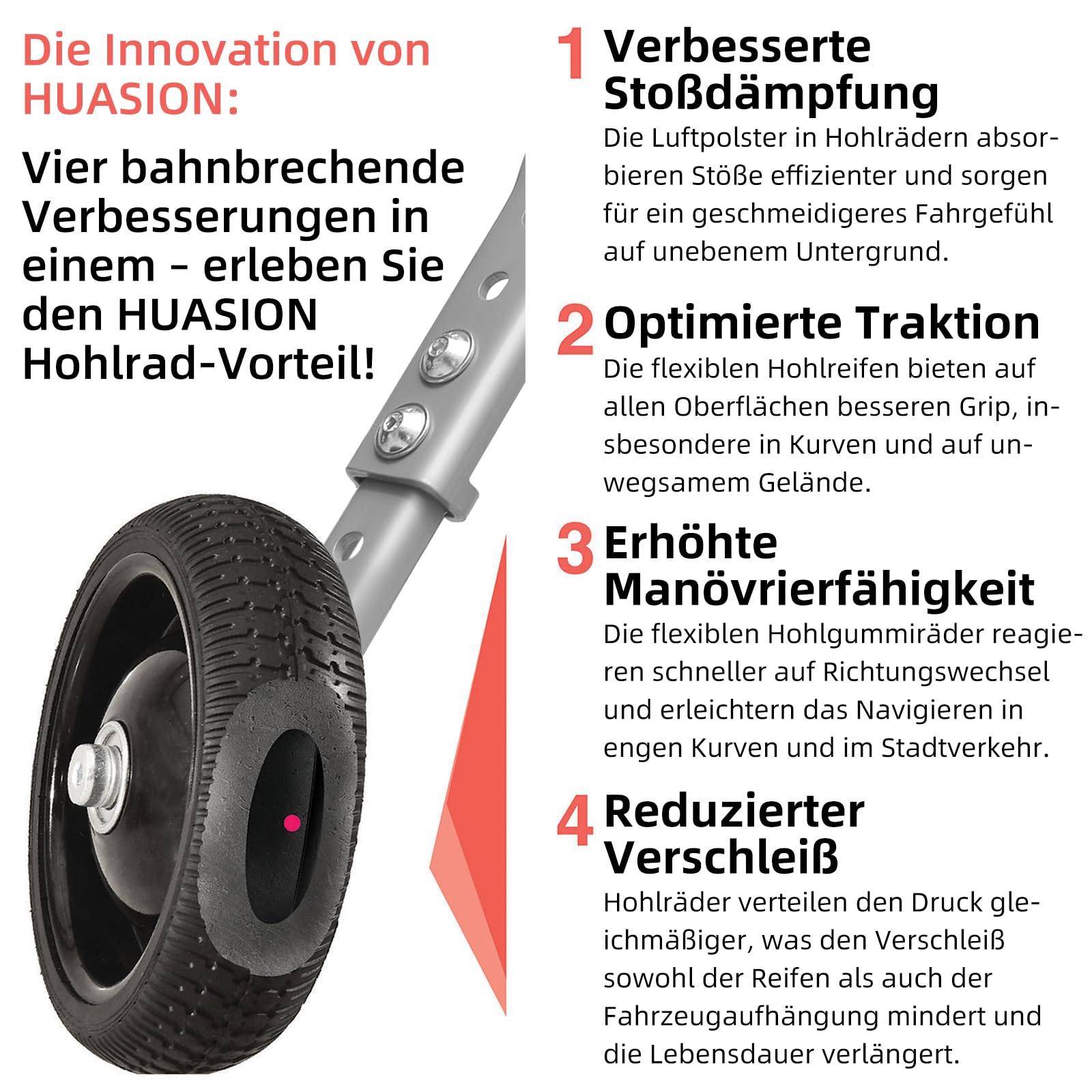 Fahrrad-Stützräder für Erwachsene - Passend für 24-26 Zoll Fahrräder - Stabile Stahlkonstruktion - Sicher und Stabil für Anfänger - Komplettes Montageset, 1 Paar, Schwarz