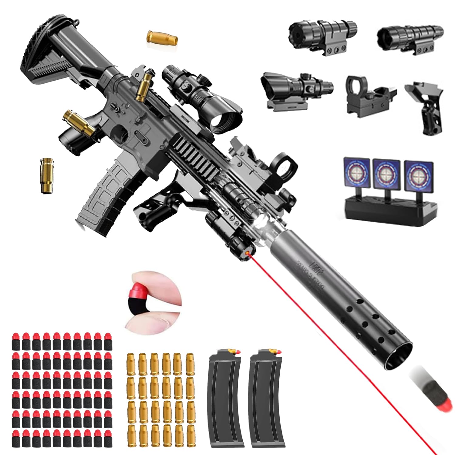 Pistola giocattolo per bambini, giocattolo morbido bullet gun M416, pistola in schiuma, ricarica manuale, pistola morbida per 12 + regali per bambini