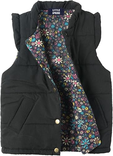 LittleSpring Chaleco acolchado de invierno para niñas, chaleco acolchado ligero, ropa de abrigo cálida