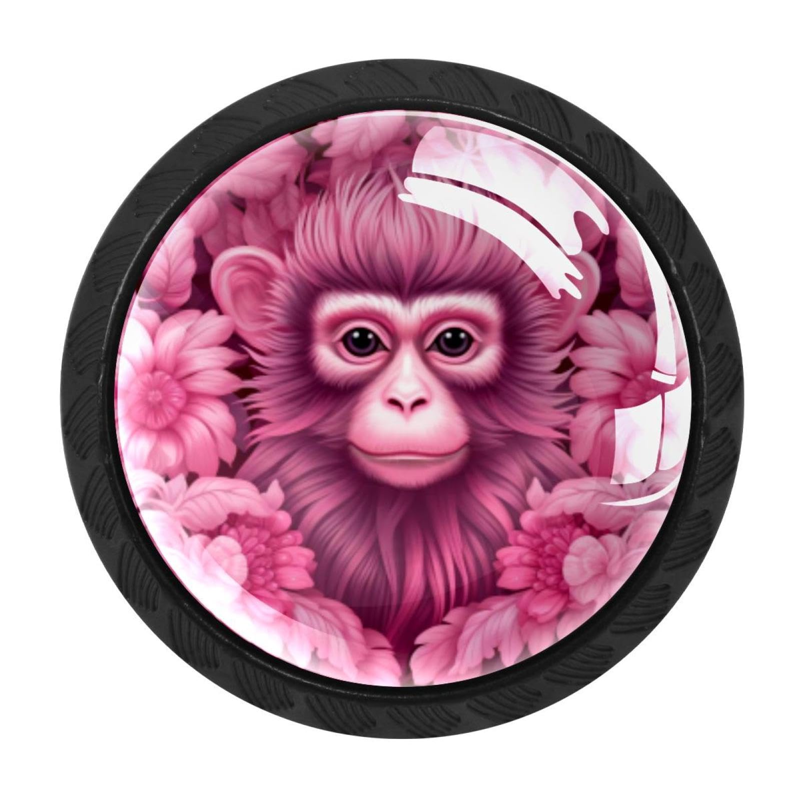 Chenzzzz Multicolored 08 4 Pack Cabinet Handles Pink Monkey Orangutan Kitchen Drawer Pulls Furniture Door Handles For Cupboard Bedroom Wardrobe