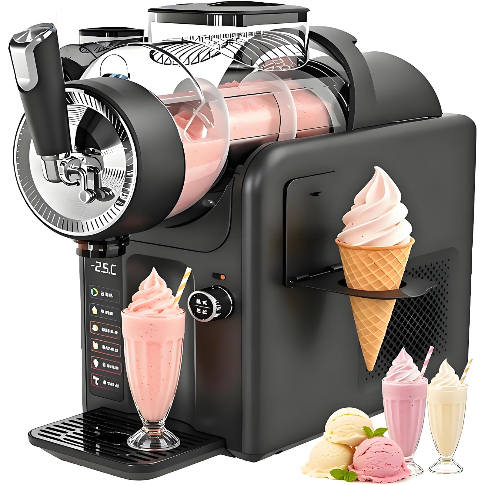 75 oz Slushie Machine, No Ice Needed, Slushy Machine for Home, Professional Fro-zen Drink Machine with Self-Cleaning Function, 5 Preset Slushie Maker for Fro-zen Juice, Smoothie, Milkshake Black