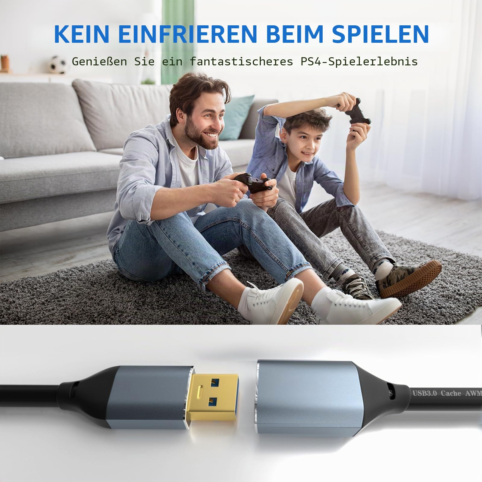 USB 3.0 Verlängerungskabel 5M Typ A Stecker auf Buchse Aktives Verlängerungskabel mit 1 Verlängerungs-Chipsatz, Signalverstärker und 1 USB-C-Ladeanschluss, für Webcam, Drucker, Kamera