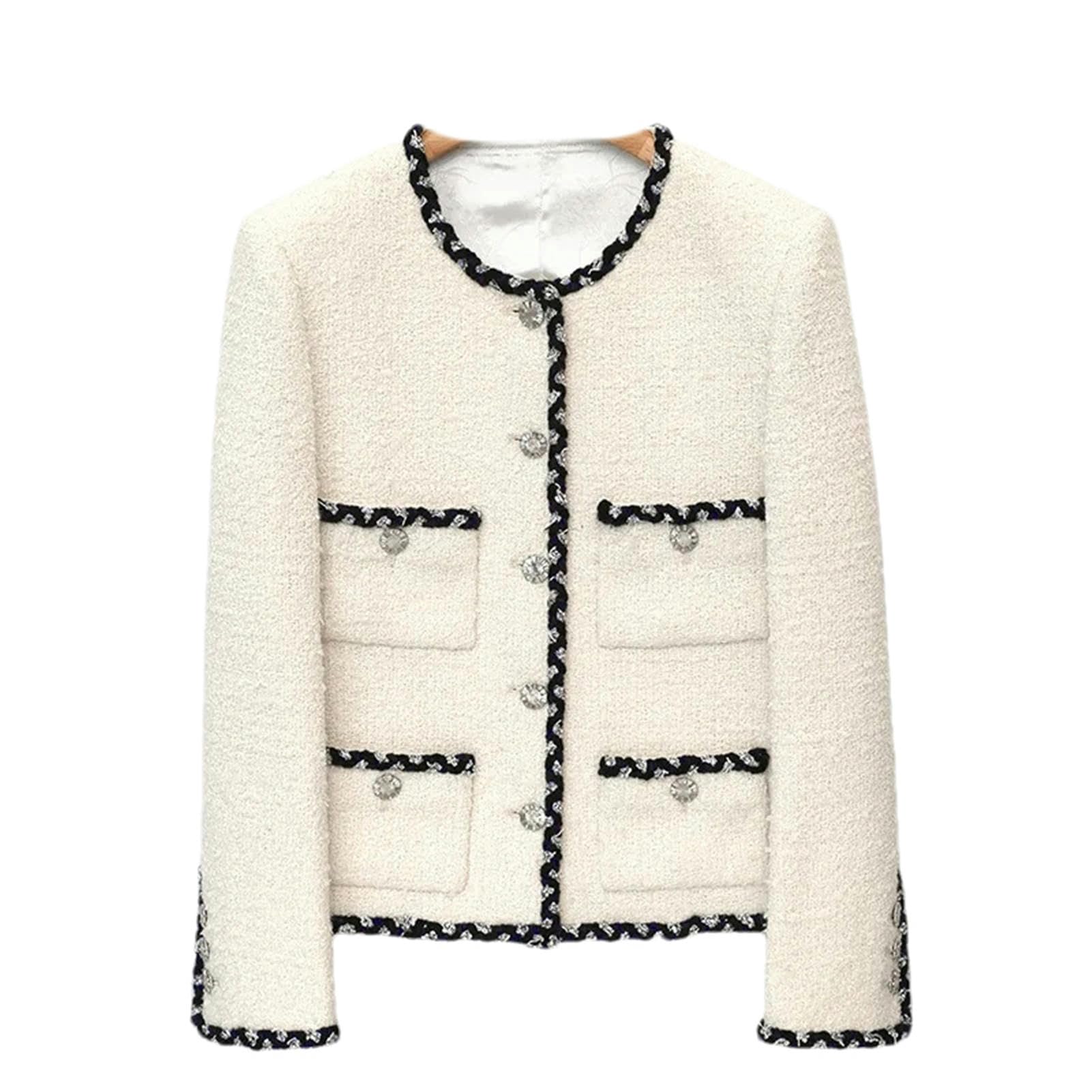 Giacca da donna beige in tweed per giacca da donna stile corto socialite casual design top