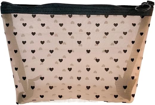 GEFIRE Small Cosmetic Pouch Casual Zipper Toiletry Wash Bags Make Up Mesh Makeup Storage Pouch Women Travel Cosmetic Bag