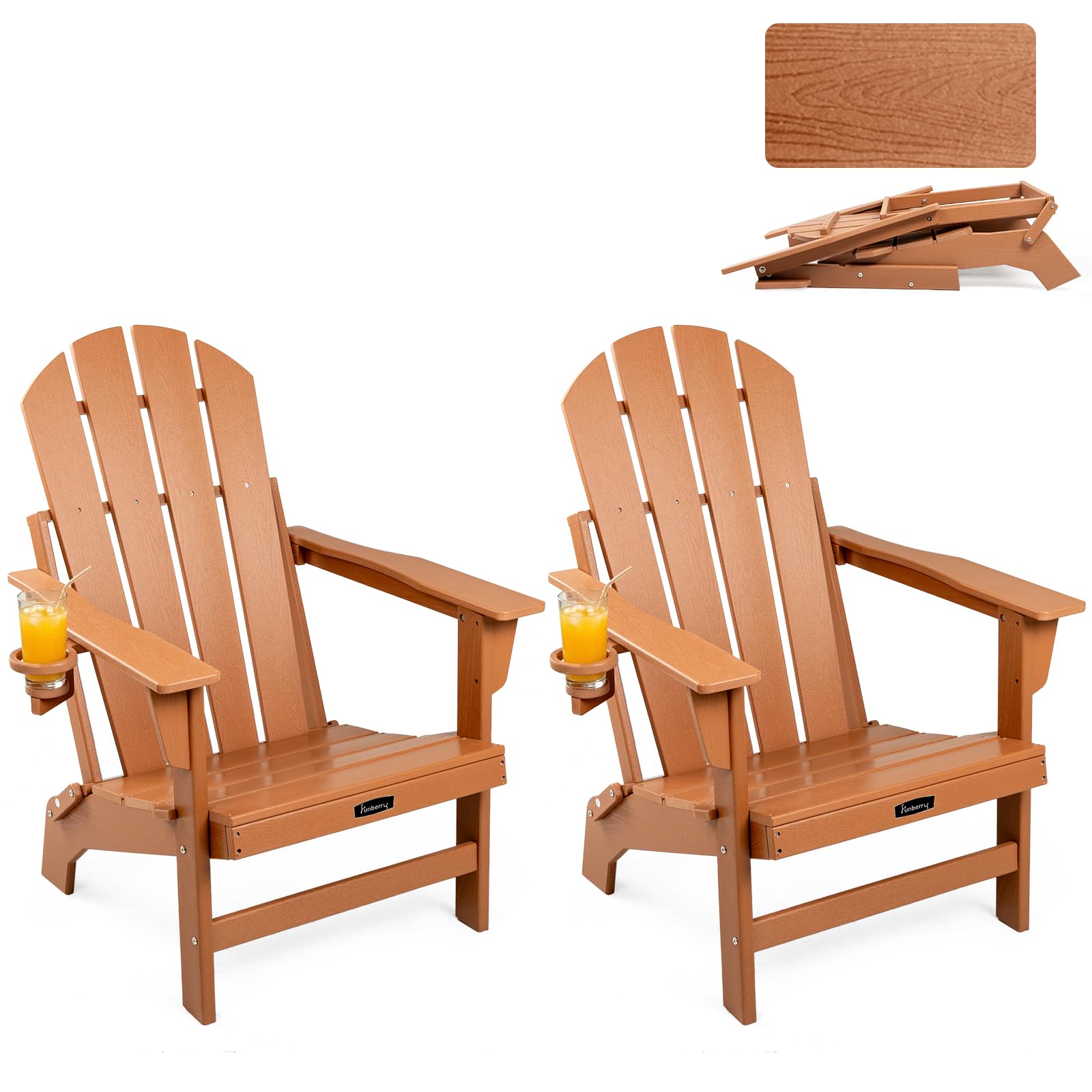 FUNBERRY Oversized Folding Adirondack Chair Set of 2, Fire Pit Chair 400LBS