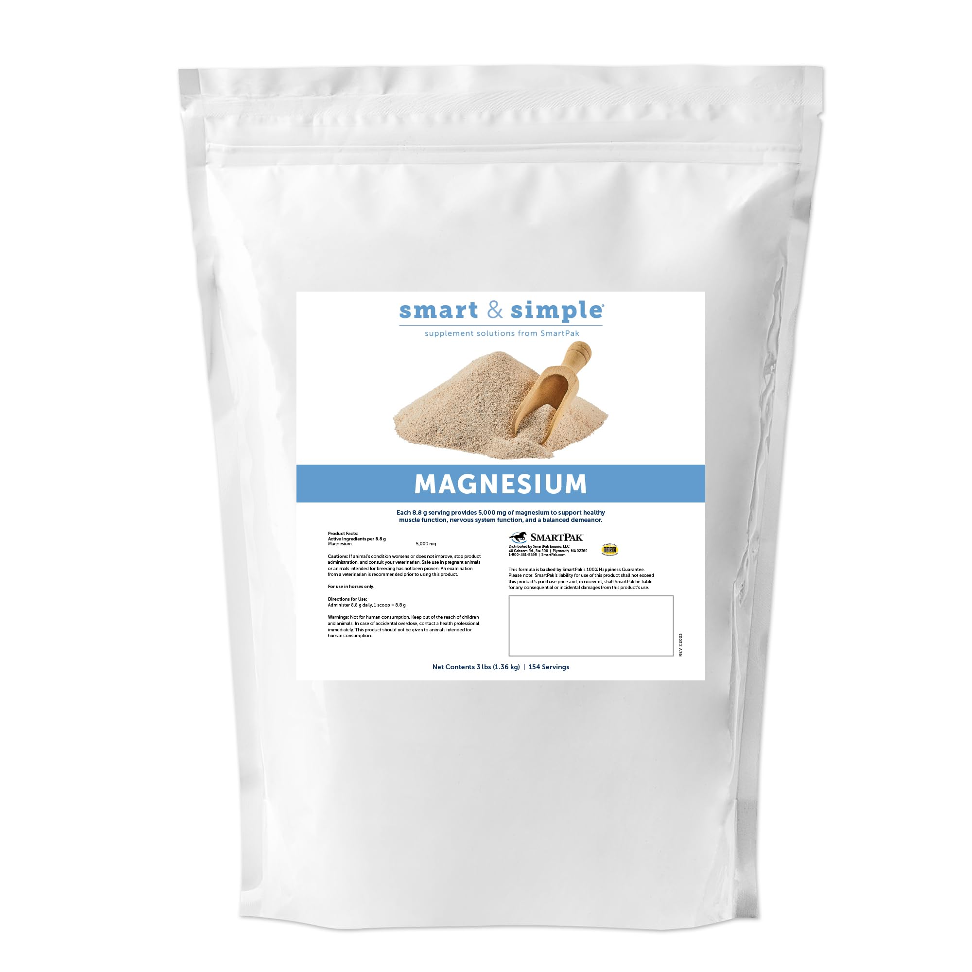 SmartEquine Smart & Simple Magnesium Horse Supplement | Supports Metabolism and Muscle Function | 154 Servings | 3 lb