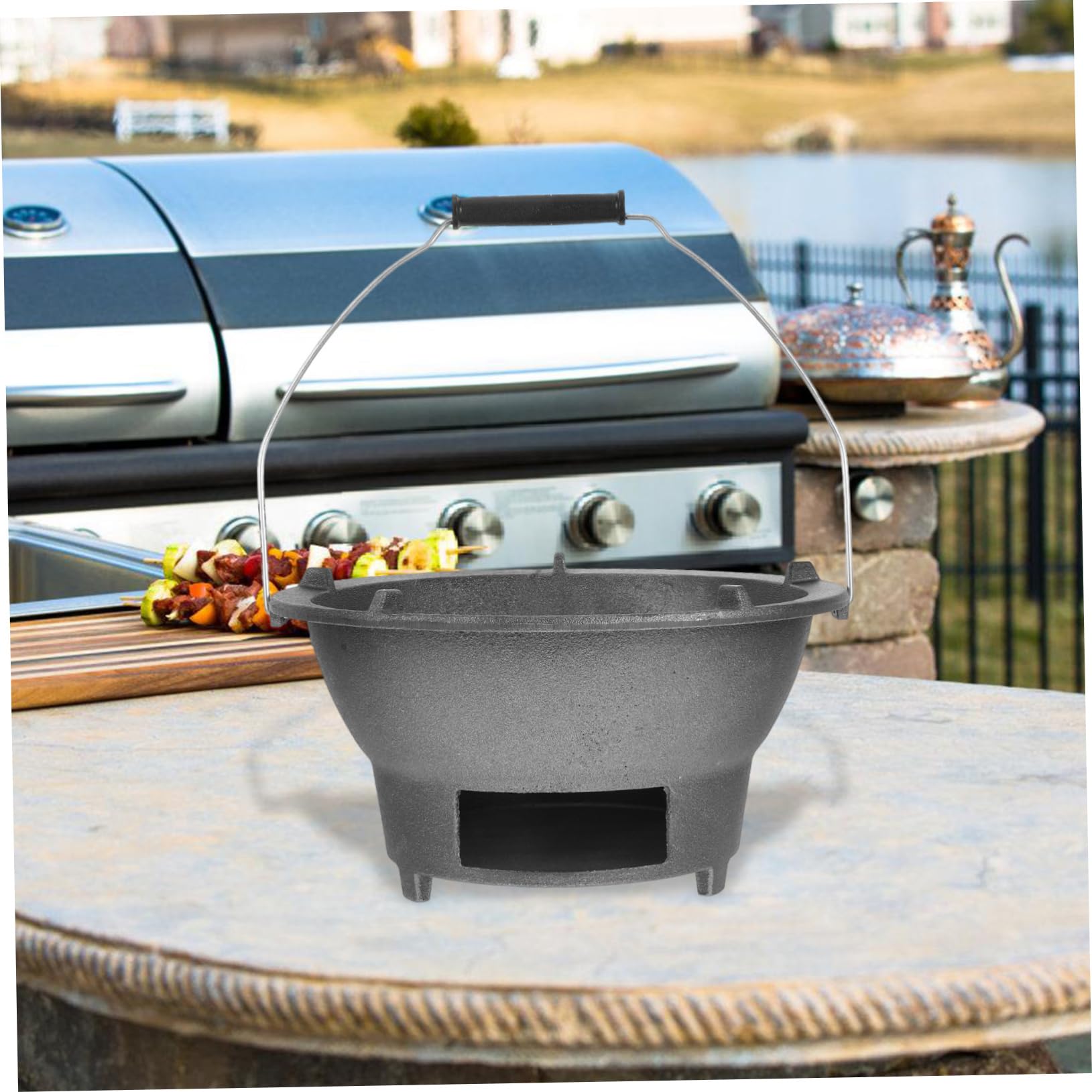 Happyyami Grill Stove Portatile Ghisa Per Bbq All Mini Barbecue Per Grigliate Per Resistente e Versatile Per