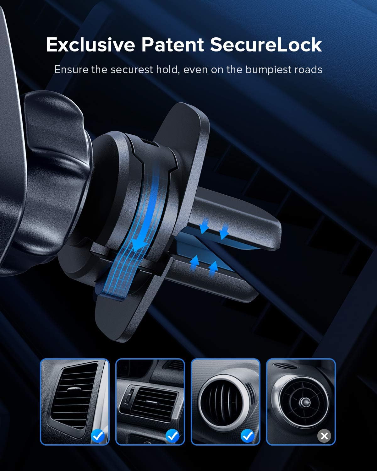 INIU Car Phone Holder, Gravity Auto Lock & Release Air Vent Phone Holder for Car, 360° One Handed Car Phone Mount Compatible with iPhone 13 12 11 Pro X 8 7 Samsung Galaxy S20 S10 Note 10 Google LG etc
