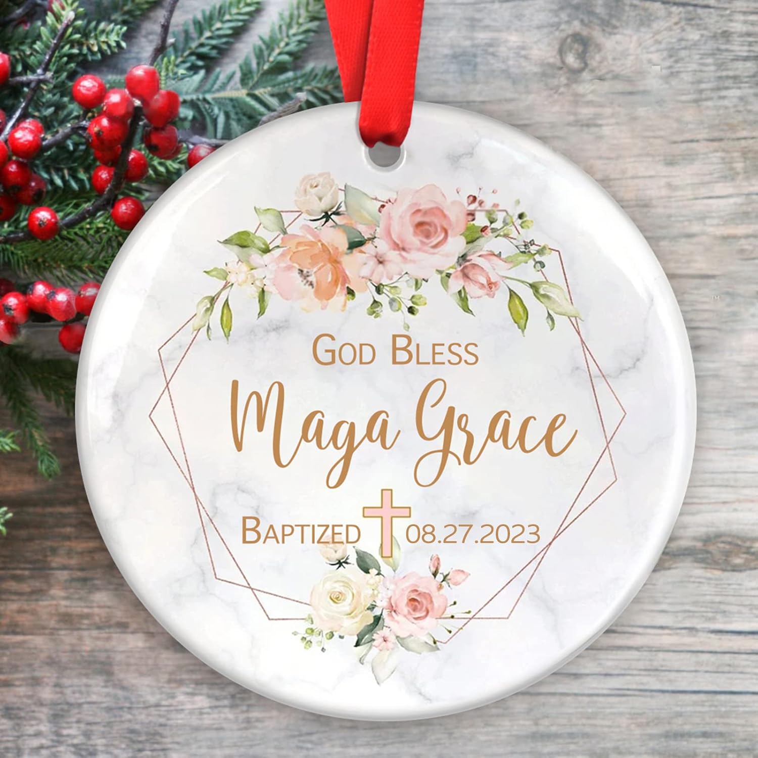 VAPCUFF Personalized Baptism Ornaments, Baby Girls