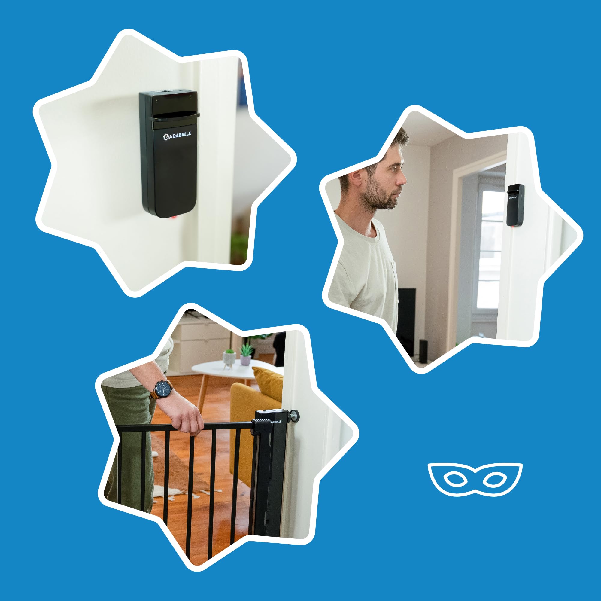 Badabulle Puerta de Seguridad Infantil Safe&Pass - Desbloqueo automático - Desbloqueo por Sensor a tamaño Adulto - Sistema de fijación a presión - para Aberturas Entre 75 y 81,5 cm
