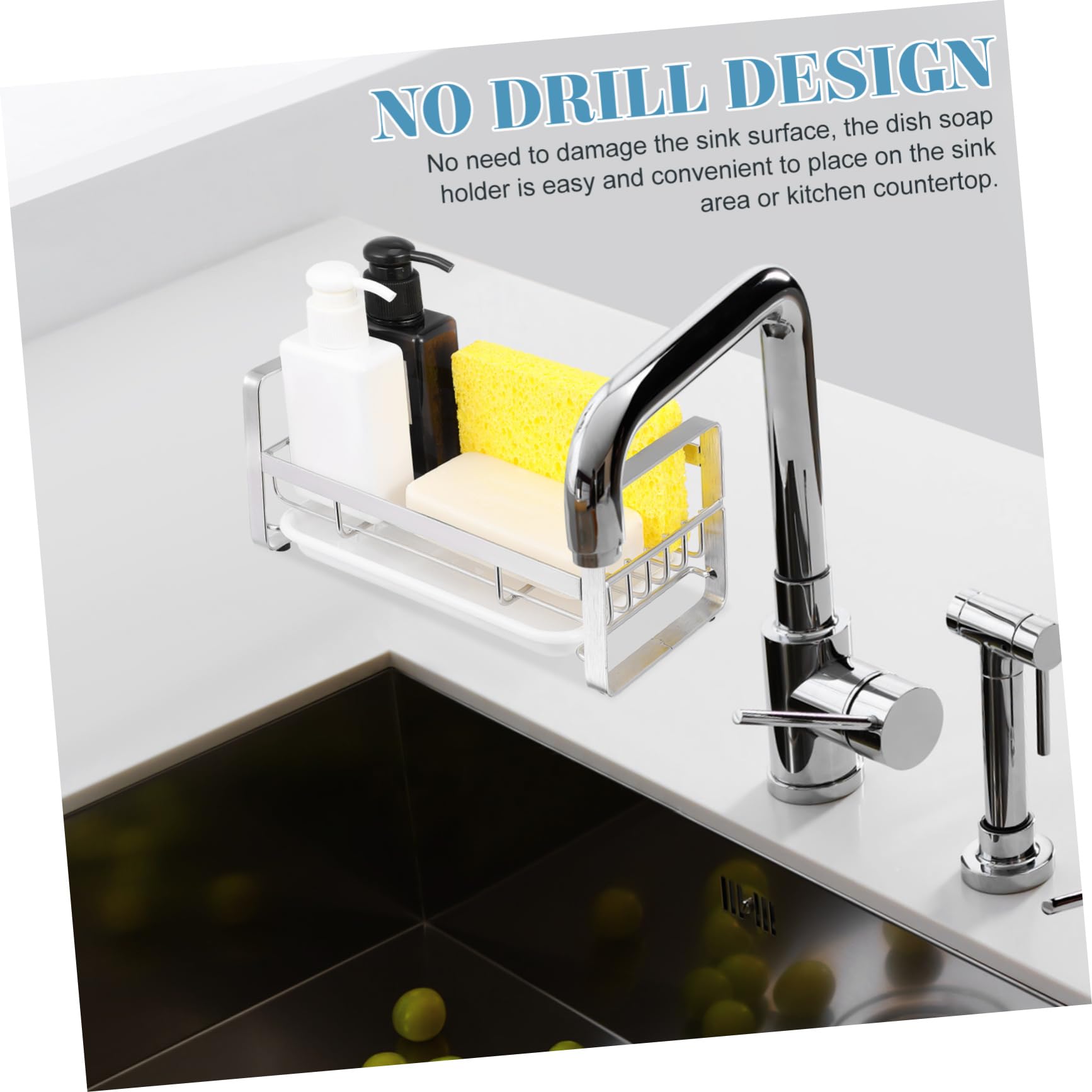 Alipis Schwammhalter für Spülbecken Küchen-schwammhalter mit Abtropfschale Edelstahl-schwammhalter für Spülbeckenablage Abtropfgestell für Spülschwämme Aufbewahrungskorb für Spülbecken