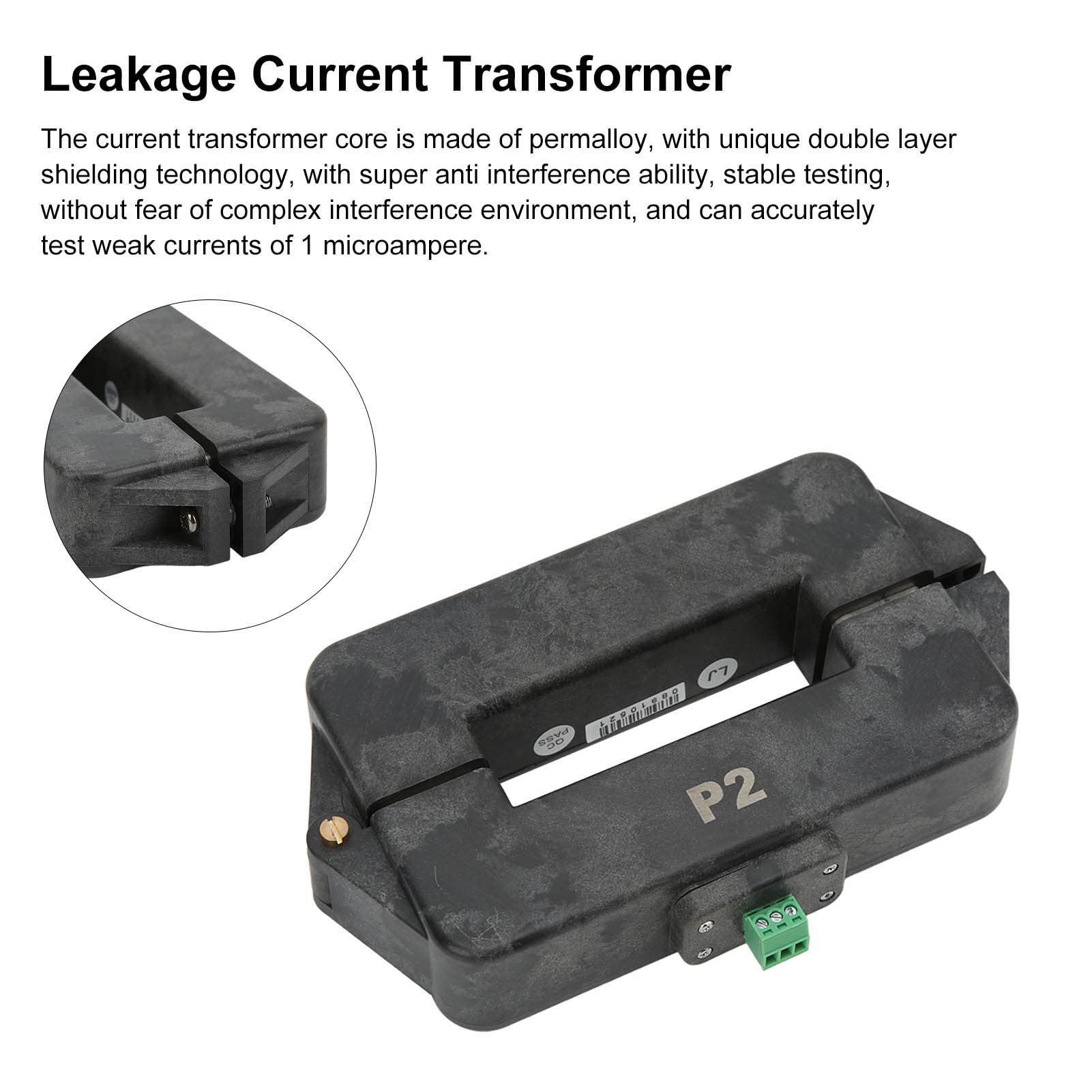 Jeanoko ETCR080KU Czujnik Prądu Upływu Przenośny Transformator Cęgowy o Wysokiej Dokładności do zastosowań Przemysłowych ABS 80 X 20 Mm