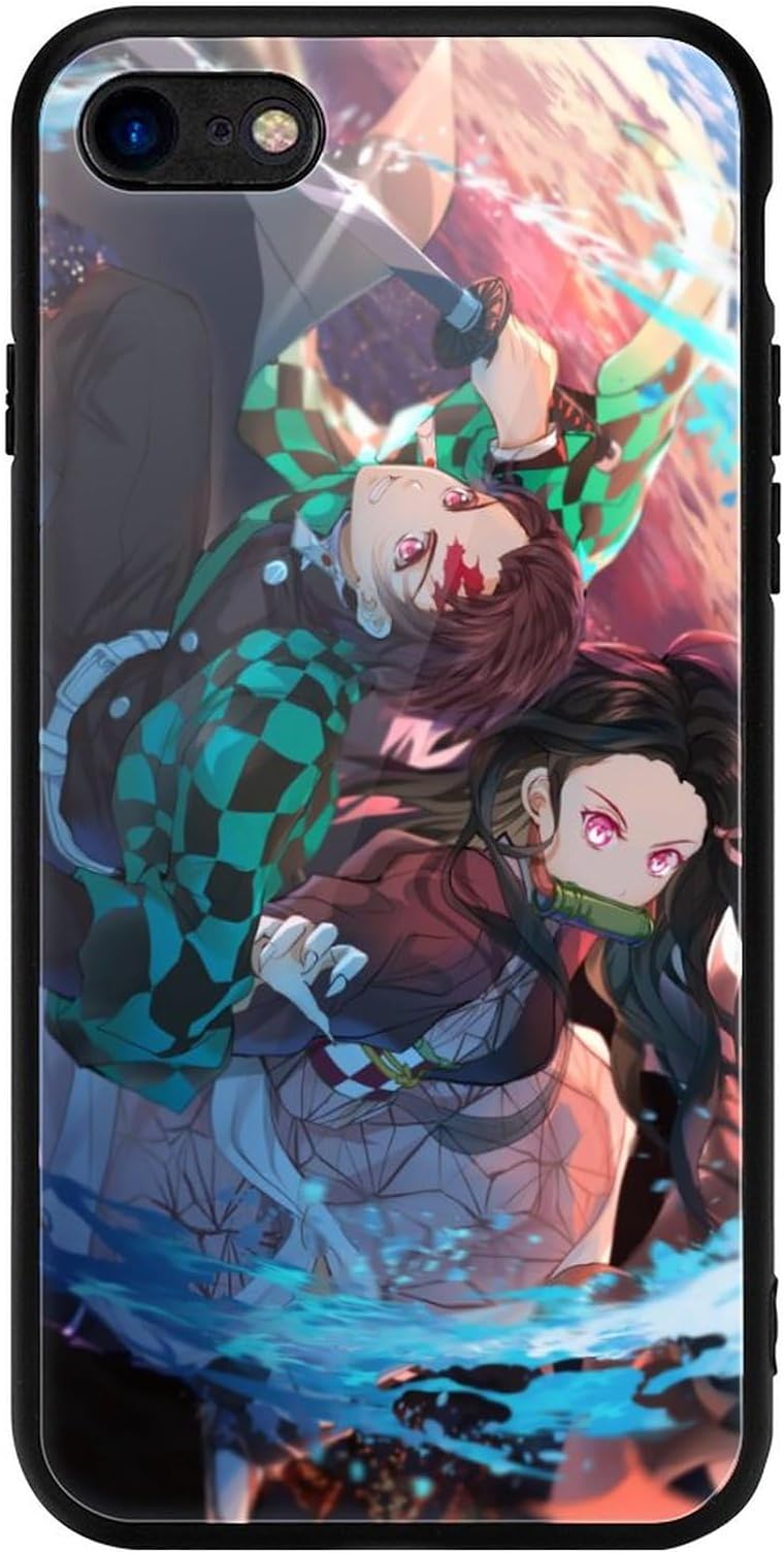 KMIUMIK iPhone SE (2020) / SE (2022) 7/8 Tanjirou Anime Novelty Anime iPhone Case Black