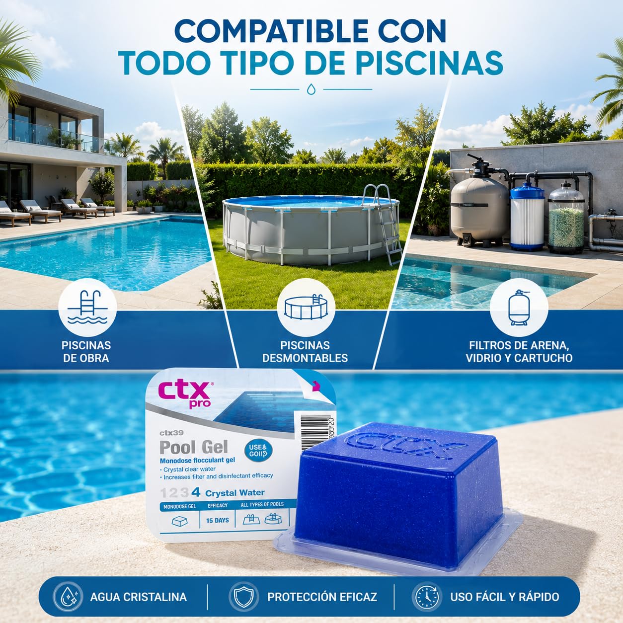 CTX-39 Flocculante in gel per piscine monodose, purificatore