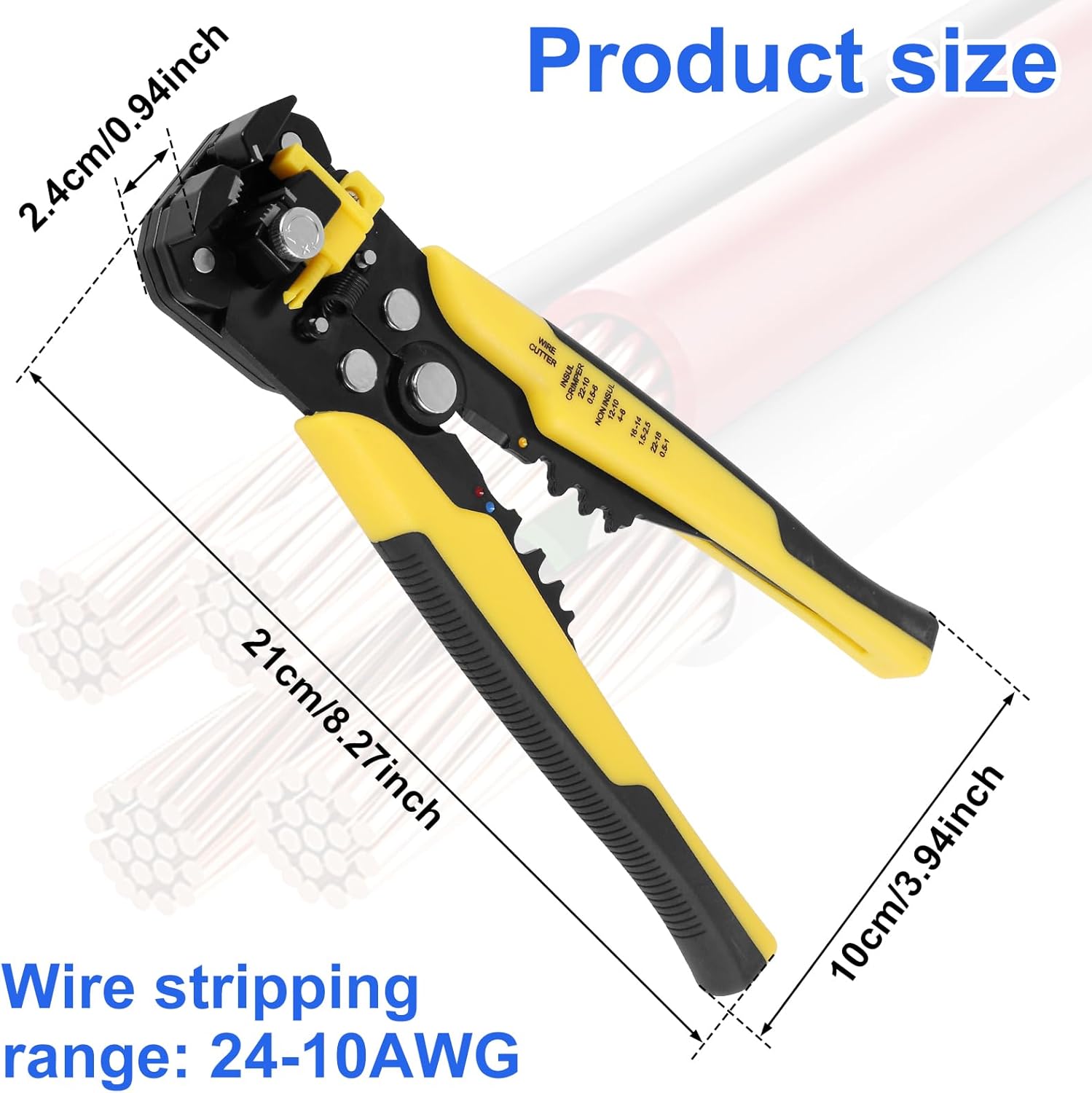 10PCS 18 IN 1 Automatic Wire Stripper Plier 24-10AWG Adjustable Cable Stripping Cutter Multifunctional Electrical Wire Stripping Tool Wire Cutting Crimping Plier for Wire Cable