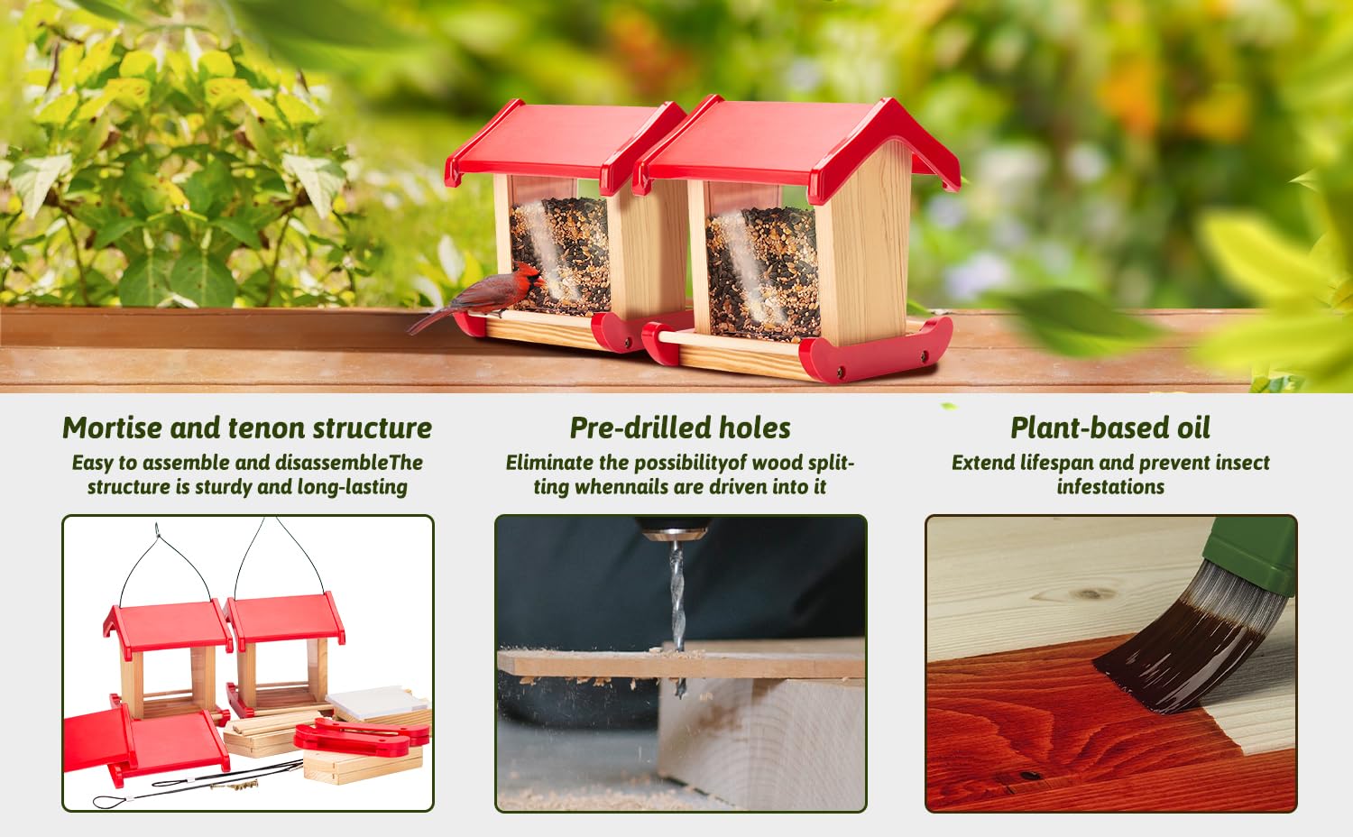 Große Vogelfutterstation Aus Zedernholz – DIY-Bausatz Mit Metalldach, 33 Cm, Für Draußen