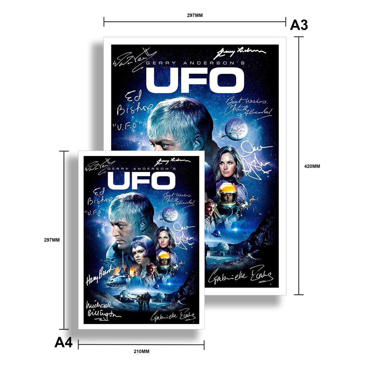 UFO TV Show Cast Signed Poster – Gerry Anderson Series – Autographed Photo Gift – New